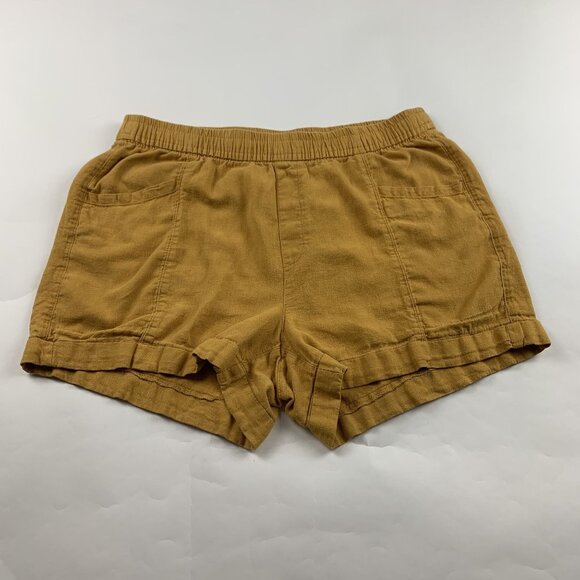 Old Navy Pants - Old Navy Gold Oriented Linen Blend High Rise Pull On Shorts M